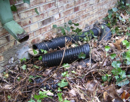 The problem area, one year ago.  Keep your eye on the spout still attached to the wall.