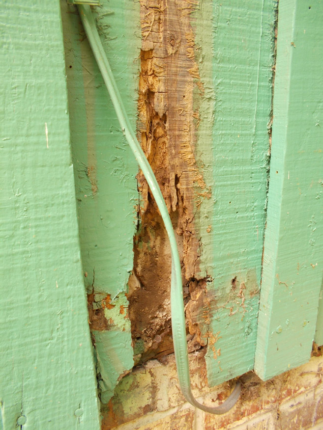 Rotted section before the patch job.